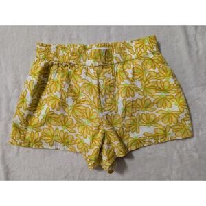 ZARA sz M Shorts yellow floral print pull on lined high rise women 3286